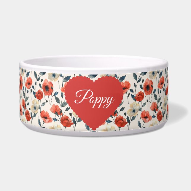 Comedero Floral Poppy Red Pet Bowl (Frente)