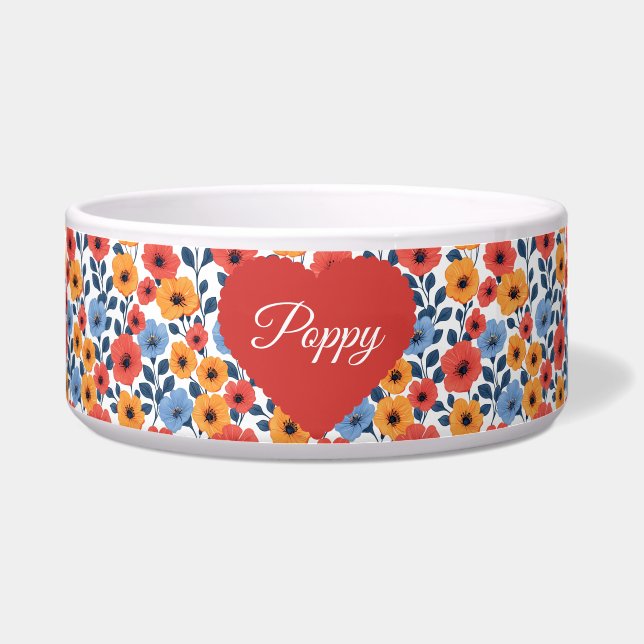 Comedero Floral Poppy Red Pet Bowl (Frente)