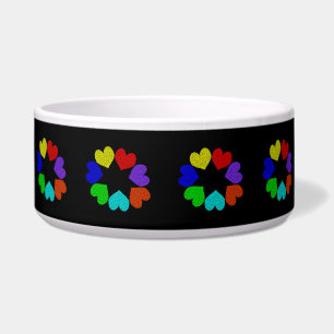 Comedero Floral Rainbow Love Hearts Dog Bowl