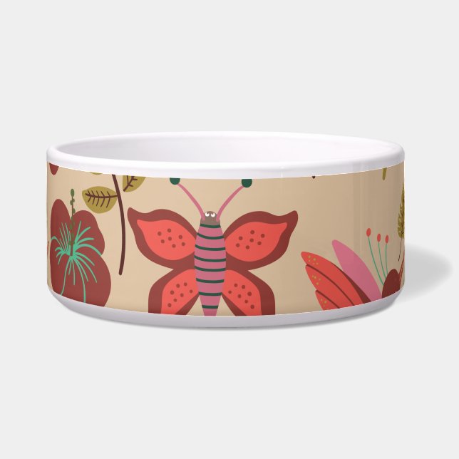 Comedero Floral seamless pattern flowers, birds, butterfly (Frente)