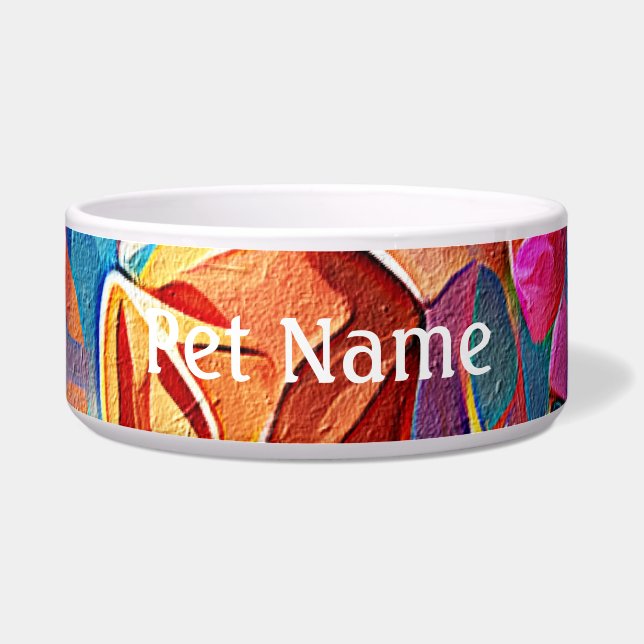 Comedero Flores azules rojas Naranja de arte Abstracto flor (Frente)