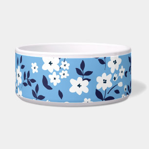 Comedero Flores azules y blancas: vintage
