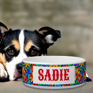 Comedero Flores caprichosas brillantes y coloridas personal