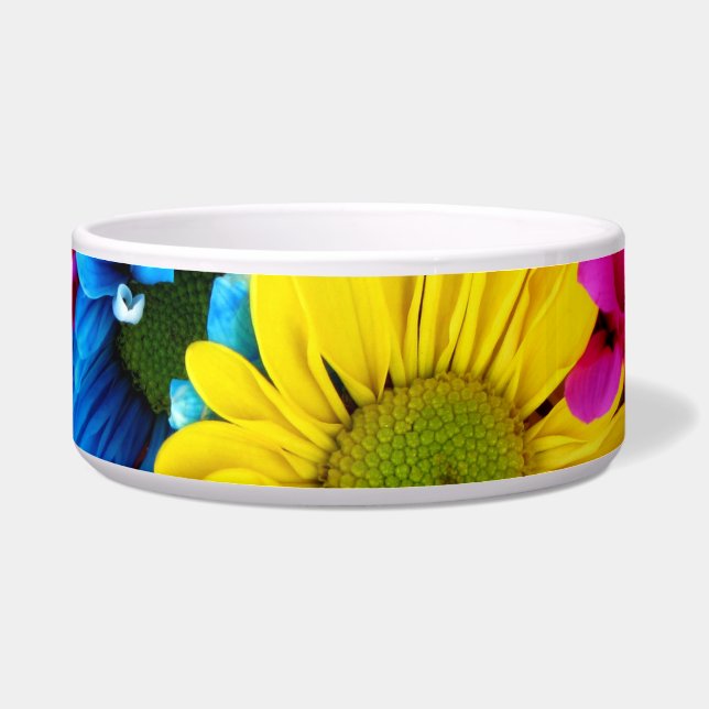 Comedero Flores de colores, margaritas - rosa amarillo azul (Frente)