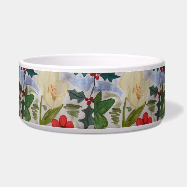 Comedero Flores de invierno y Holly Pet Bowl (Frente)