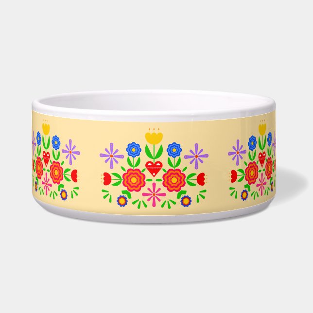 Comedero Flores de patrones folklóricos (Frente)