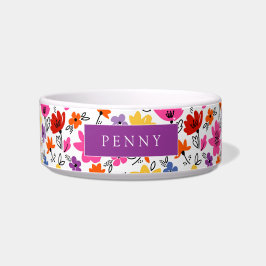 Comedero Flores de primavera alegres Perro personalizado