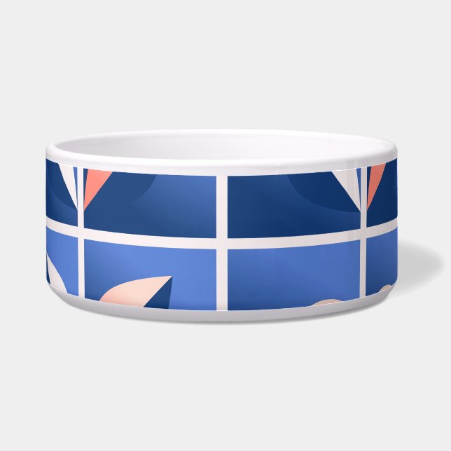 Comedero Flores estilizadas retro: patrón mosaico. (Frente)