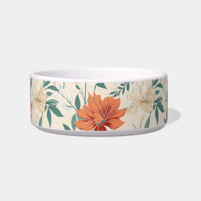 Comedero Flores estilo Boho patrón colores claros (Frente)