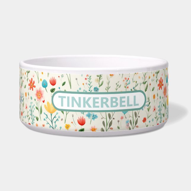 Comedero Flores salvajes Dainty Ceramic Pet Bowl (Frente)
