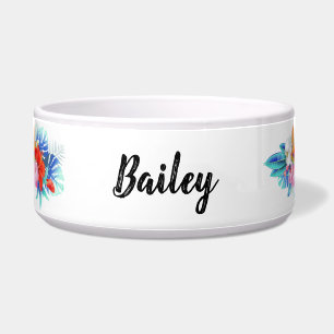 Comedero Flores tropicales exóticas en rosa y Aqua