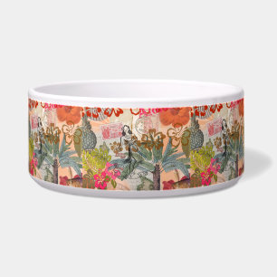 Comedero Flores Vintage Hula Coloridas Hawaianas Tropicales