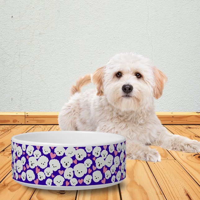 Comedero Fluffy Bichon Faces and Hearts Pet Bowl (Subido por el creador)