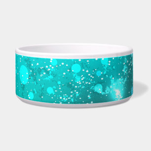 Comedero Fondo de Relieve metalizado turquesa de mimbre