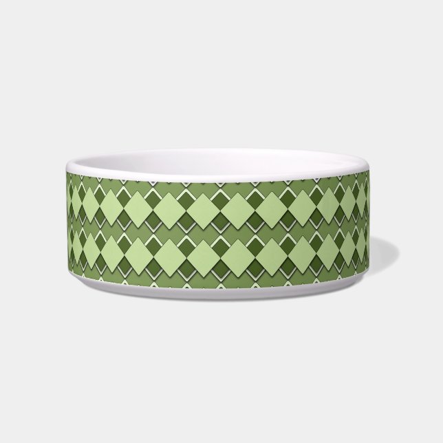 Comedero Forest Green Square and Diamond Checkered Pattern (Frente)