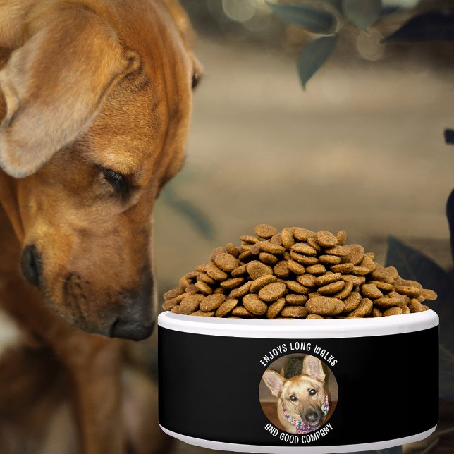 Comedero Foto de personalizado de Black Tan Mascota de cita (Custom Photo Black Tan German Shepherd Quote Pet Bowl)