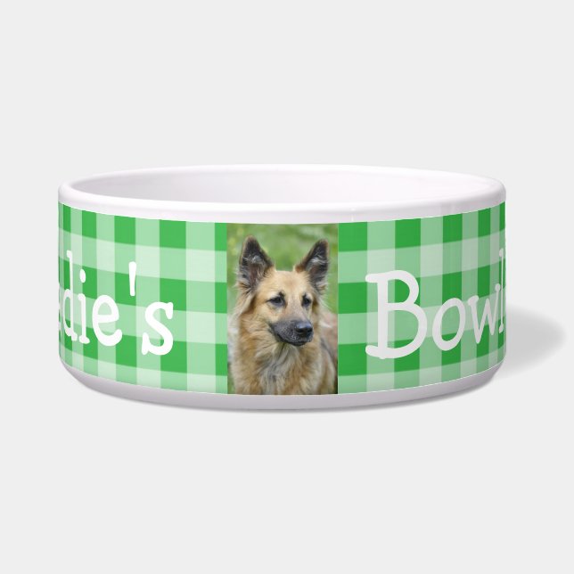 Comedero Foto personalizada y nombre del perro Bowl Green G (Frente)