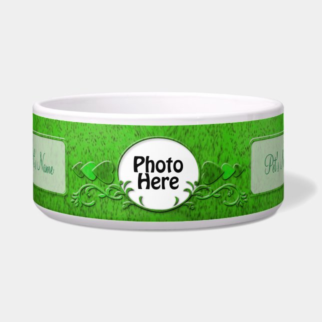 Comedero Foto y nombre verdes de la alfarería Earthen Fancy (Frente)