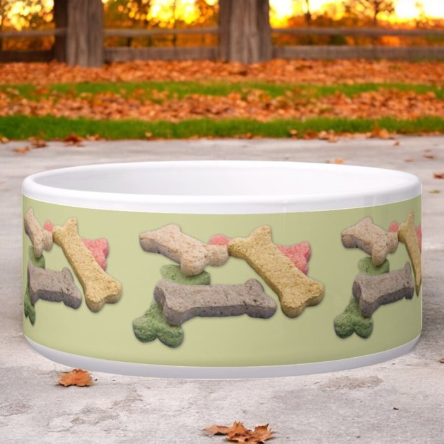 Comedero Fotografía de golosinas para perros multicolores (design runs around the entire bowl)