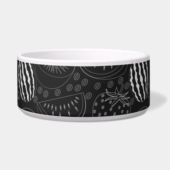 Comedero Fruit seamless pattern black and white Tropical (Frente)