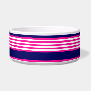 Comedero Fuchsia y cinco rayas blancas con azul