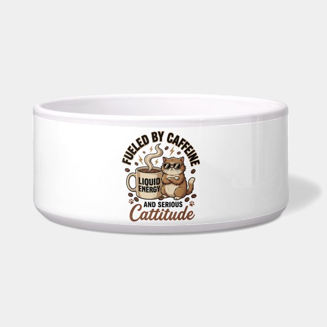Comedero Fueled by Caffeine and Serious Cattitude Funny Cat (Frente)
