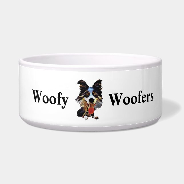 Comedero Funny Personalizado Art Border Collie Dog Bowl (Frente)