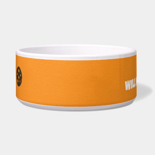 Comedero Funny Personalizado Pet Bowl - "Trabajará para tra (Izquierda)