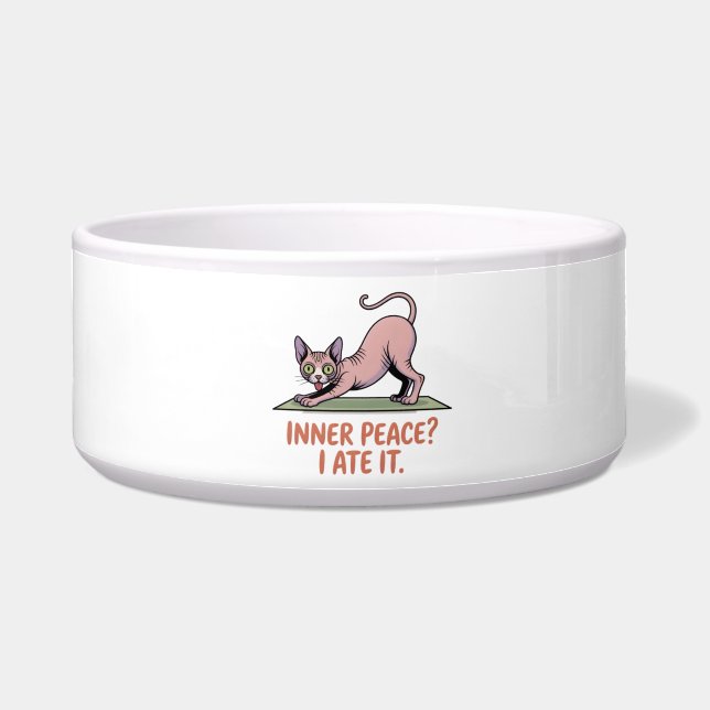 Comedero Funny Sphynx Cat Yoga Cartoon Art (Frente)