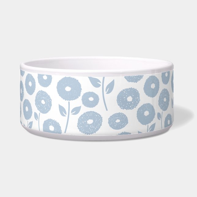 Comedero Fuzzy Flower Pattern Blue on White (Frente)