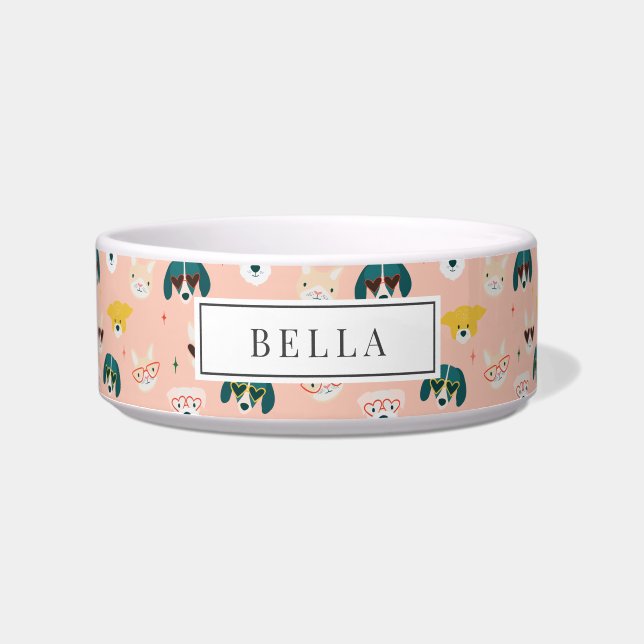 Comedero Gafas de sol para perros Gafas Rosa Nombre Mascota (Frente)