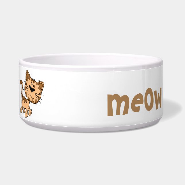 Comedero Gatito marrón feliz lindo (Izquierda)