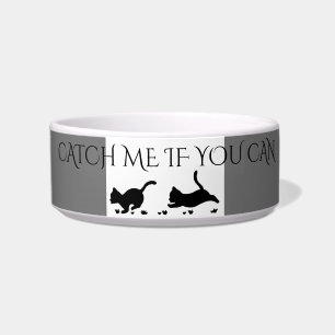 Comedero Gatitos negros alimentando el tazón personalizado!