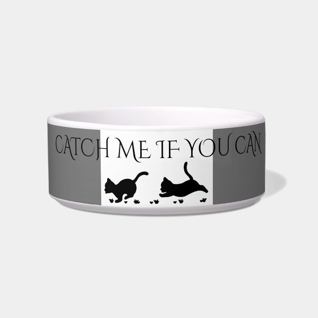 Comedero Gatitos negros alimentando el tazón personalizado! (Frente)