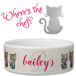 Comedero Gato Amantes de Gatos Cute Kitties Monograma Nombr