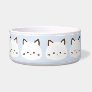 Comedero Gato de cara linda con fondo azul pastel