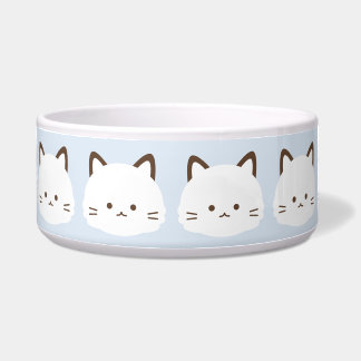 Comedero Gato de cara linda con fondo azul pastel