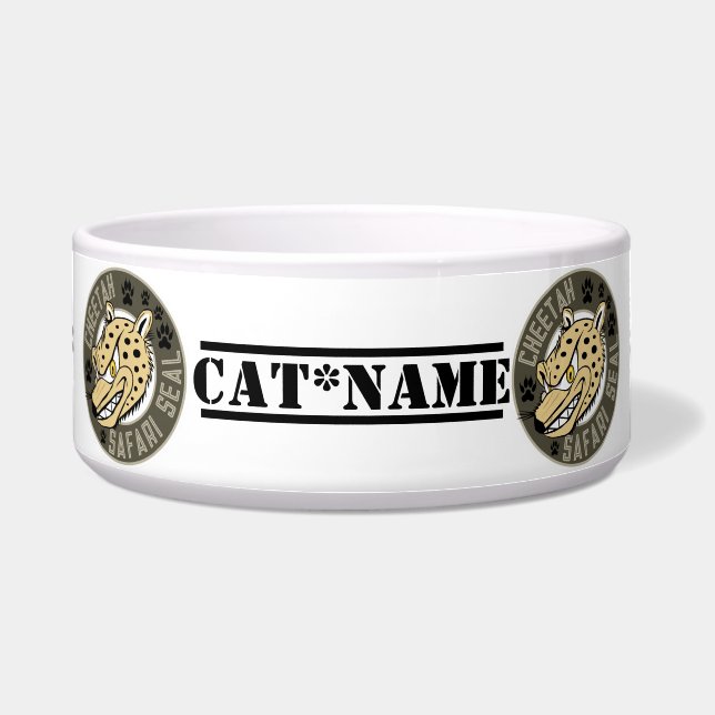 Comedero Gato de foco de safari chita personalizado (Frente)