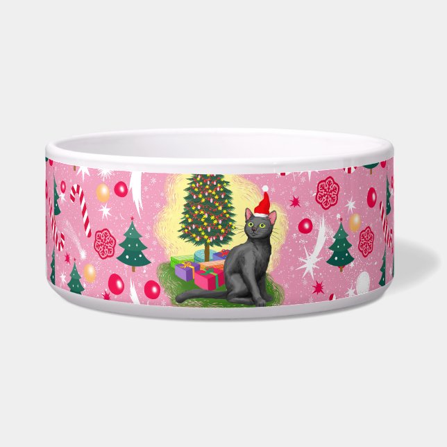 Comedero Gato de Navidades rosados (Frente)