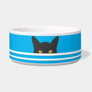 Comedero Gato De Peeking Azul Y Blanco