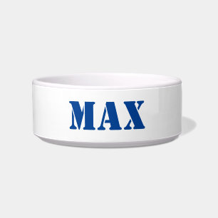 Comedero Gato de perro con nombre personalizado blanco azul
