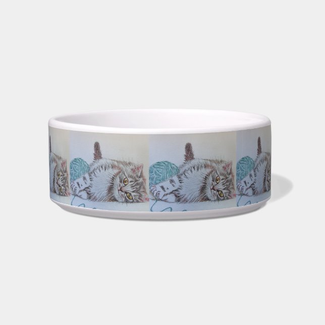 Comedero Gato de Tabby Cute Bella Bebida Mascota Gatita Col (Frente)