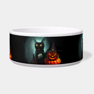 Comedero Gato de vampiros y mago calabaza Halloween Surreal