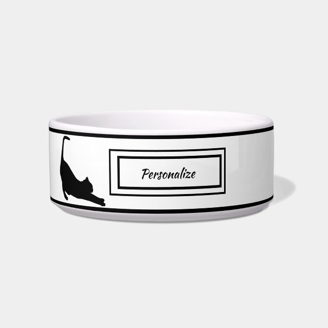 Comedero Gato elegante negro y blanco negro de silueta de g (Frente)