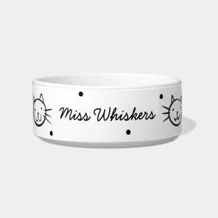 Comedero Gato Face Doodles Personalizado Cat Food Bowl