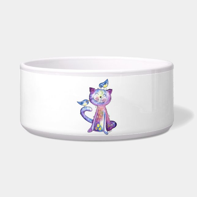 Comedero Gato malva chiflado con pájaros (Frente)