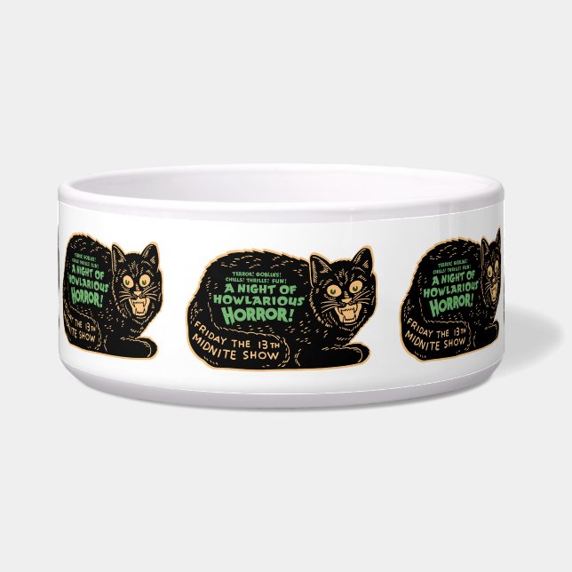 Comedero Gato negro vintage de Halloween (Frente)