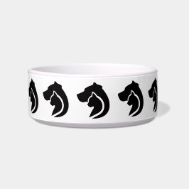 Comedero Gato negro y blanco y perro