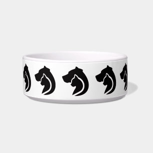 Comedero Gato negro y blanco y perro
