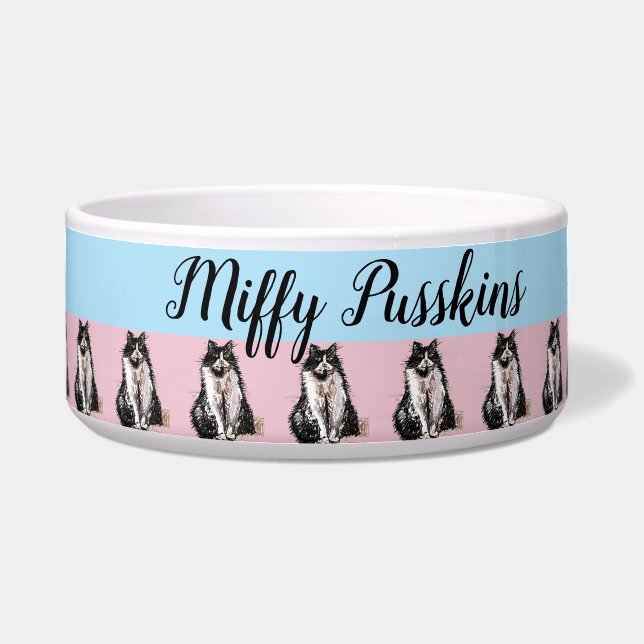 Comedero Gato Perro Shabby Floral Pastel Nombre Mascota azu (Frente)